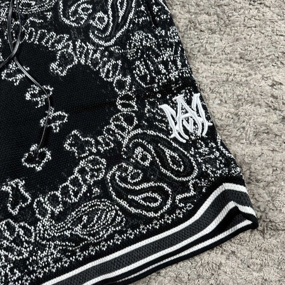 Amiri Black Bandana Knit Cotton Shorts Mens Large - Picture 2 of 4